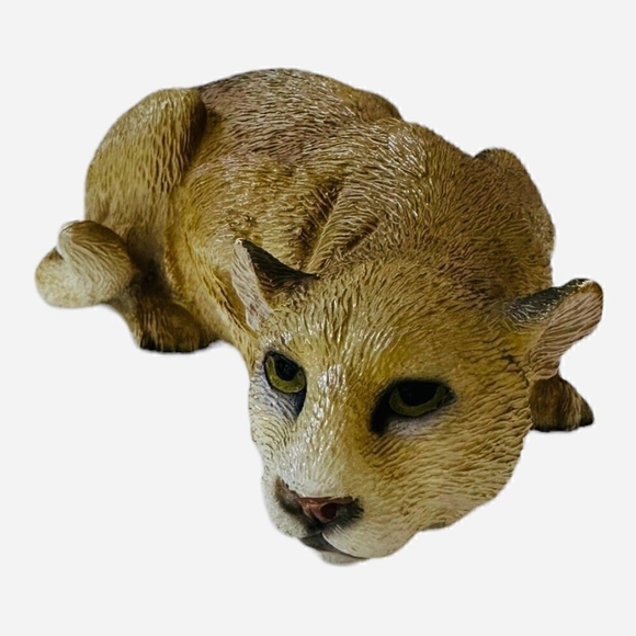 Cougar Statue Hunting Puma Figurine Cougar Sandcast Sculpture Animal Monument - Picture 4 of 8